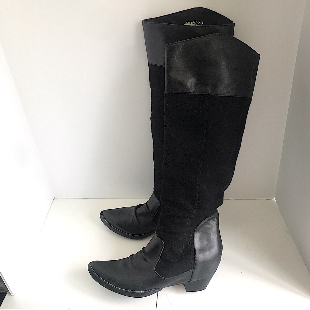 Women's 80%20 by Anthropologie Knee High Boots Size 9 Combo Leather/Felt